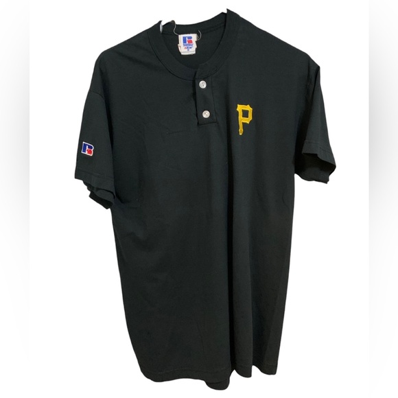 Vintage MLB Pittsburgh Pirates Russell Athletic 90’s Button T-Shirt Size Medium - Picture 1 of 4